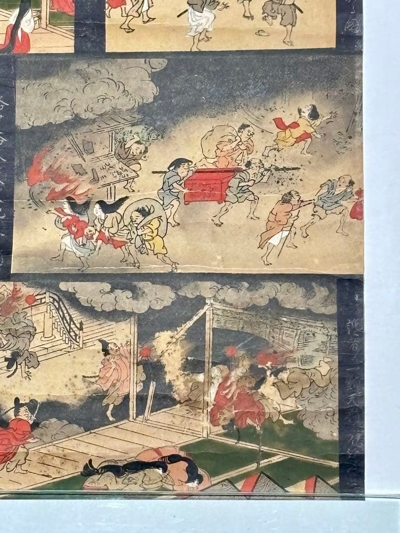 「北野天神縁起絵伝」彩色木版画 1枚|北野天満宮 神社 木版画 江戸時代