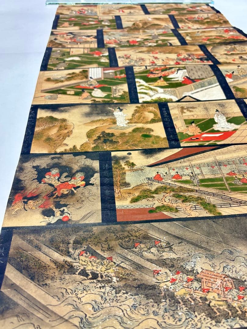 「北野天神縁起絵伝」彩色木版画 1枚|北野天満宮 神社 木版画 江戸時代