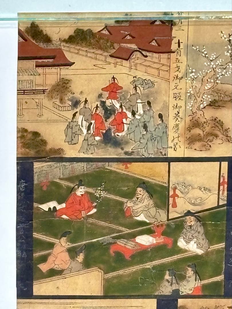 「北野天神縁起絵伝」彩色木版画 1枚|北野天満宮 神社 木版画 江戸時代