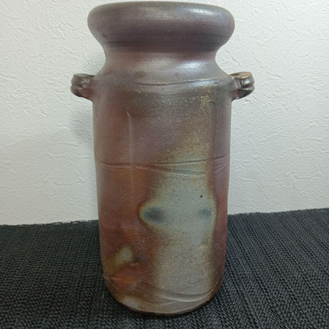 備前焼 松園窯 耳付 花入 花瓶 木箱付き