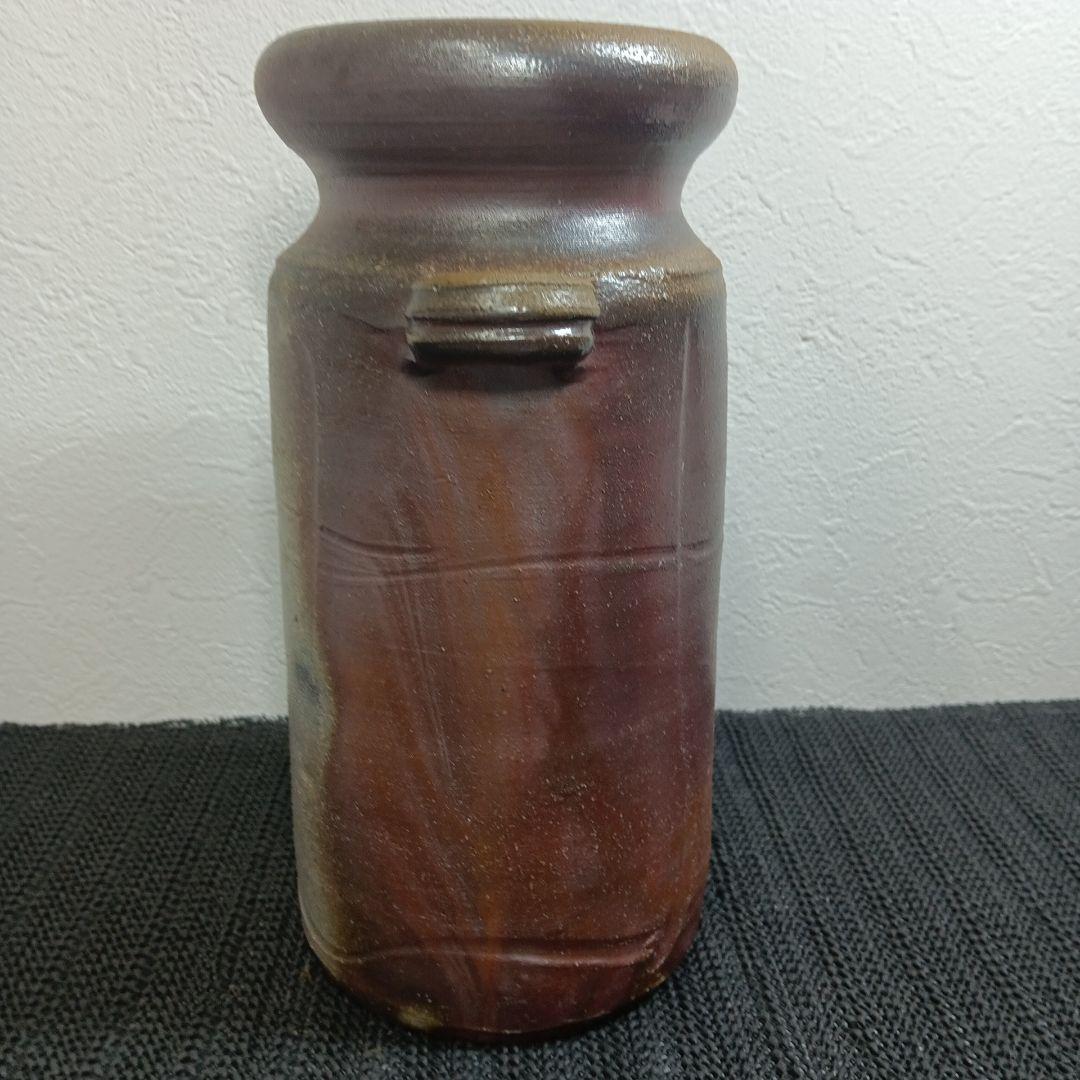 備前焼 松園窯 耳付 花入 花瓶 木箱付き