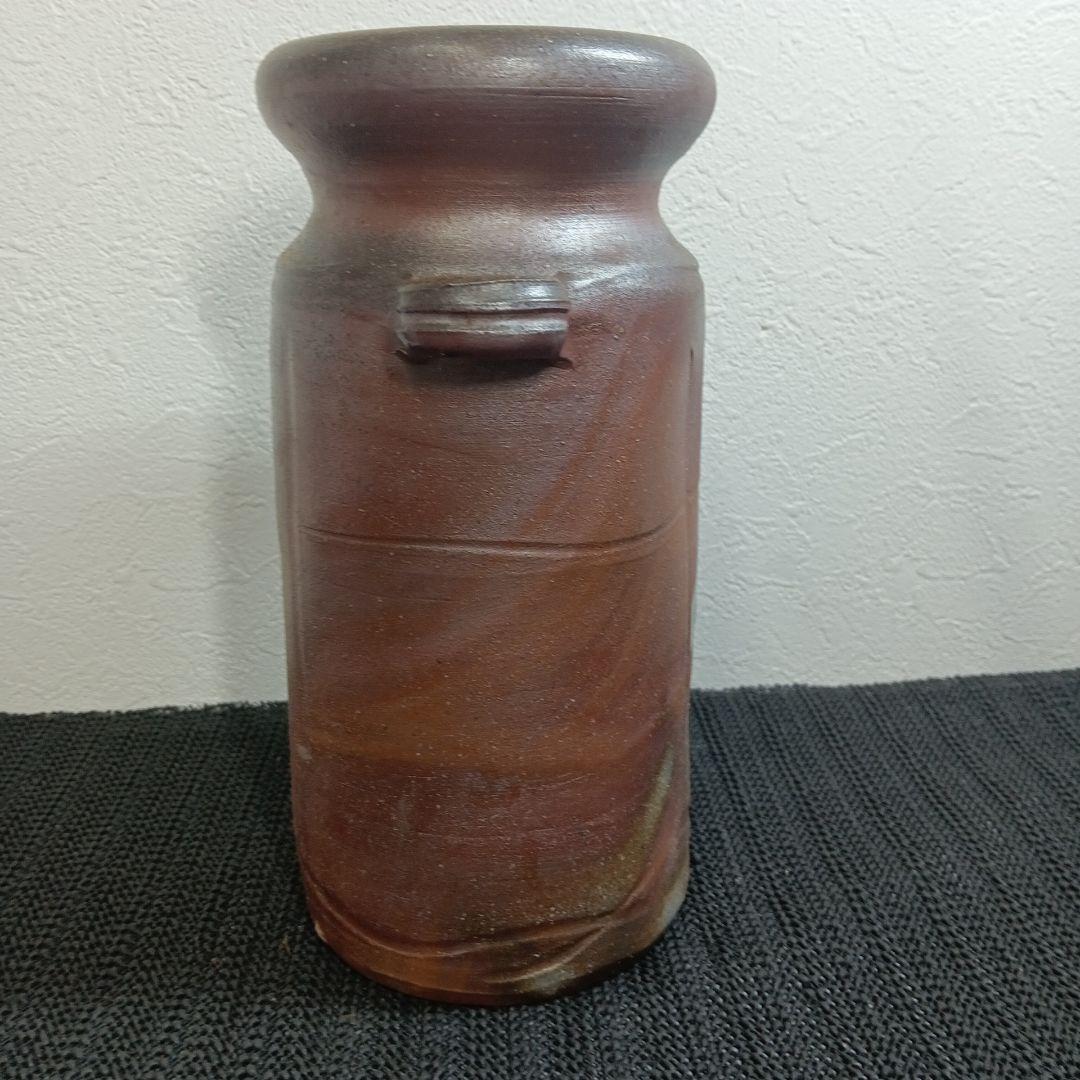 備前焼 松園窯 耳付 花入 花瓶 木箱付き