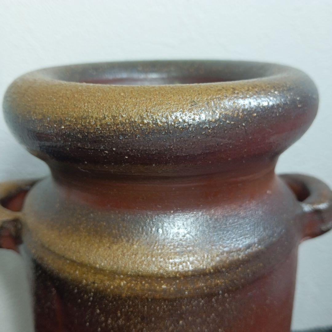 備前焼 松園窯 耳付 花入 花瓶 木箱付き