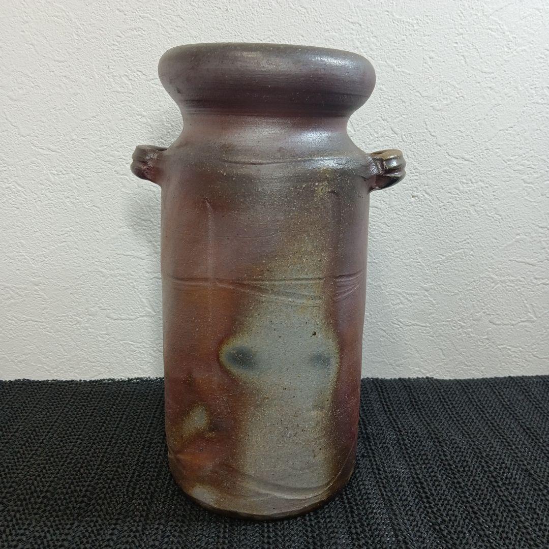 備前焼 松園窯 耳付 花入 花瓶 木箱付き