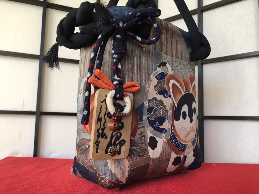 【たまちゃんお取り置き】 一閑張り　一閑張りバック　正絹古布　　犬張子