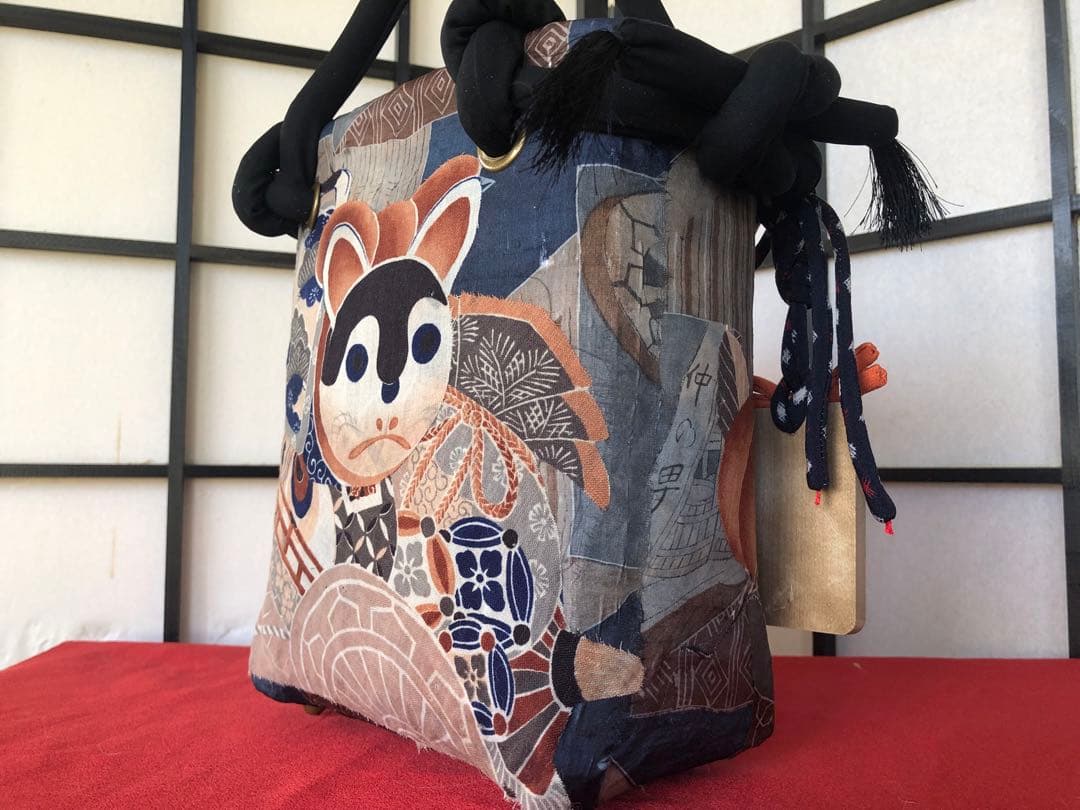 【たまちゃんお取り置き】 一閑張り　一閑張りバック　正絹古布　　犬張子