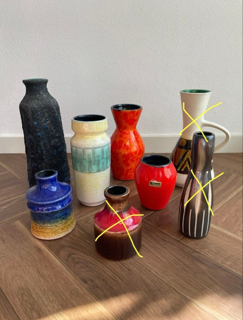 ヴィンテージフラワーベース　花瓶　西ドイツ　ファットラバ　刻印あり