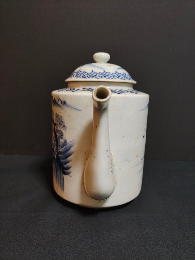 煎茶道具　時代染付　 急須　 水注　 茶器　 陶芸　古美術　無傷