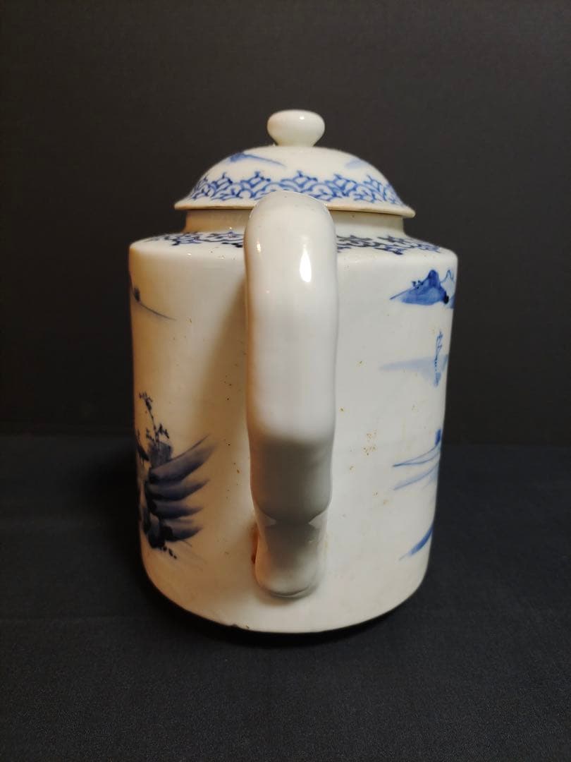 煎茶道具　時代染付　 急須　 水注　 茶器　 陶芸　古美術　無傷