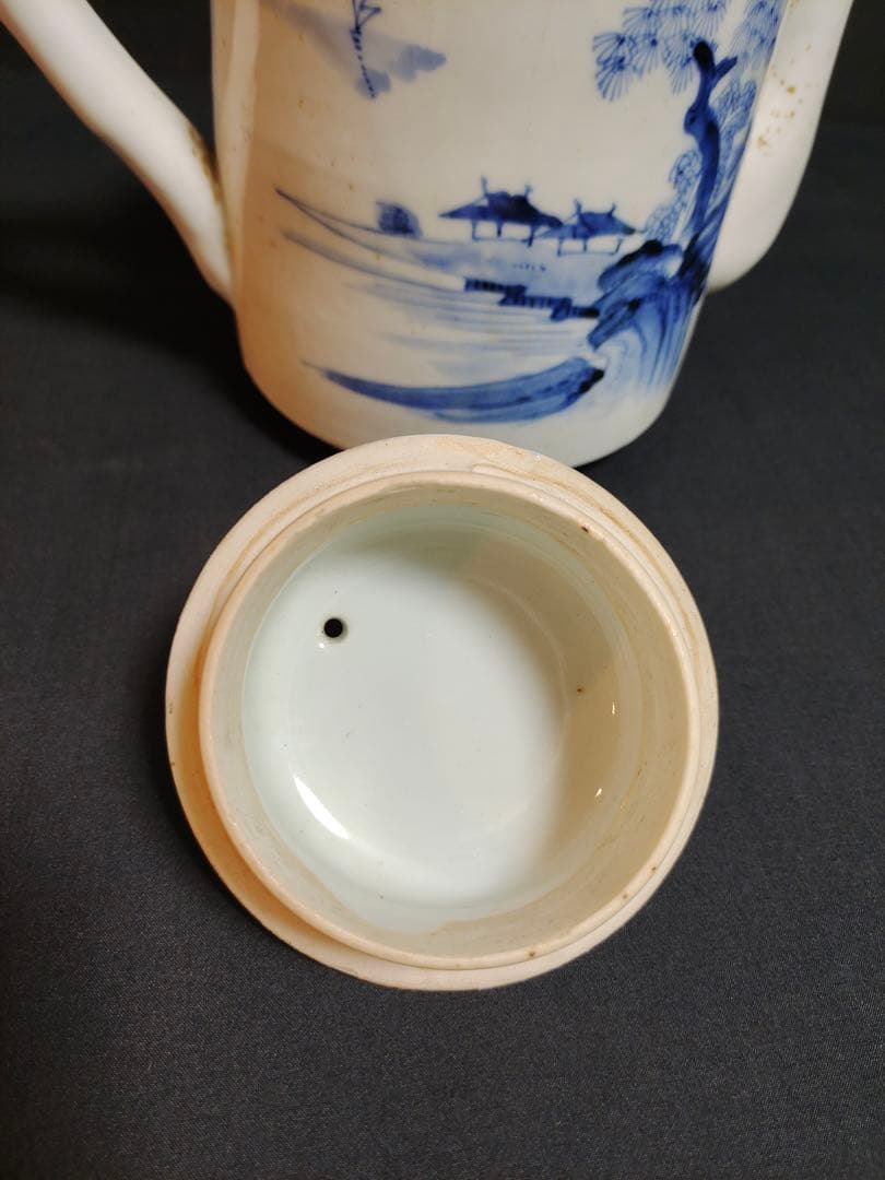 煎茶道具　時代染付　 急須　 水注　 茶器　 陶芸　古美術　無傷