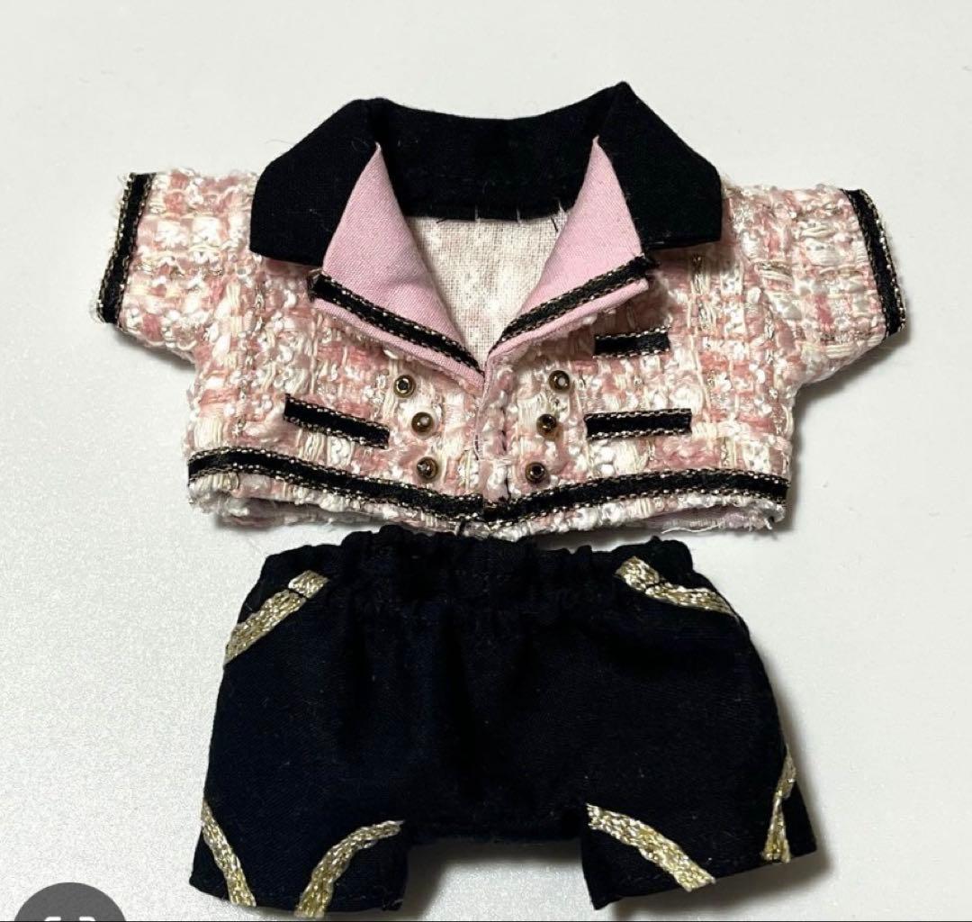 ぬいぐるみ用衣装セット（ピンクジャケット・黒パンツ）
