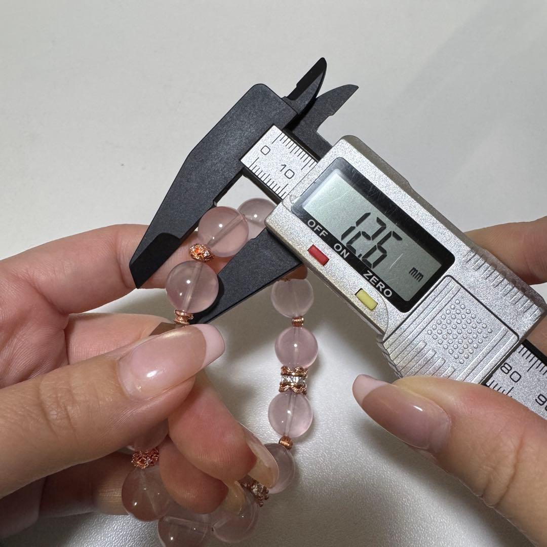 一点物　天然石　ハンドメイドブレス　ローズクォーツ　最高ランク　アイリス水晶