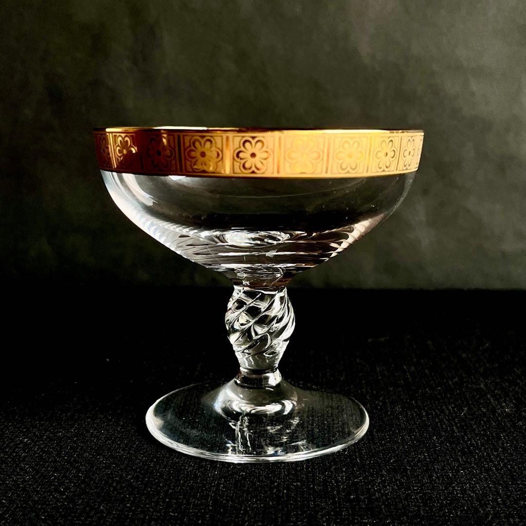 ★新品未使用 ★ 渕金唐草　クリアガラス高高台　2個セット