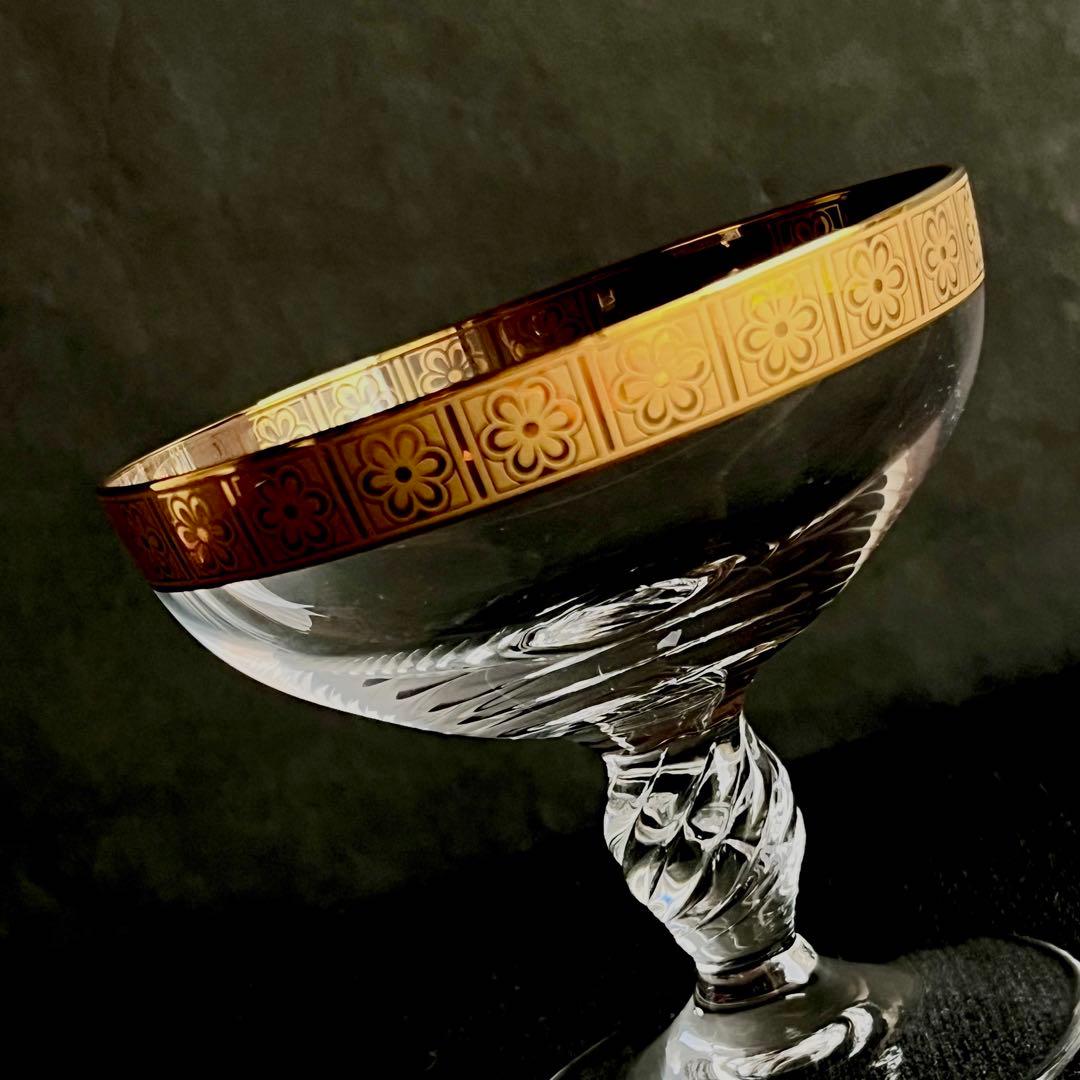 ★新品未使用 ★ 渕金唐草　クリアガラス高高台　2個セット