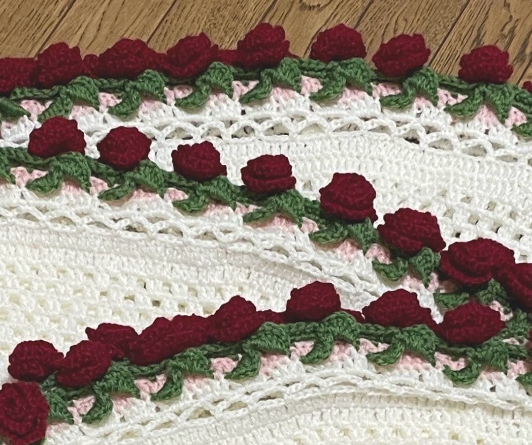 ハンドメイド　花束ブランケット　ブーケブランケット　かぎ針編み　大判サイズ