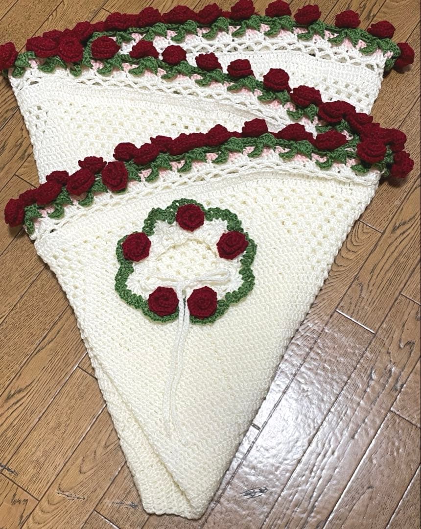 ハンドメイド　花束ブランケット　ブーケブランケット　かぎ針編み　大判サイズ