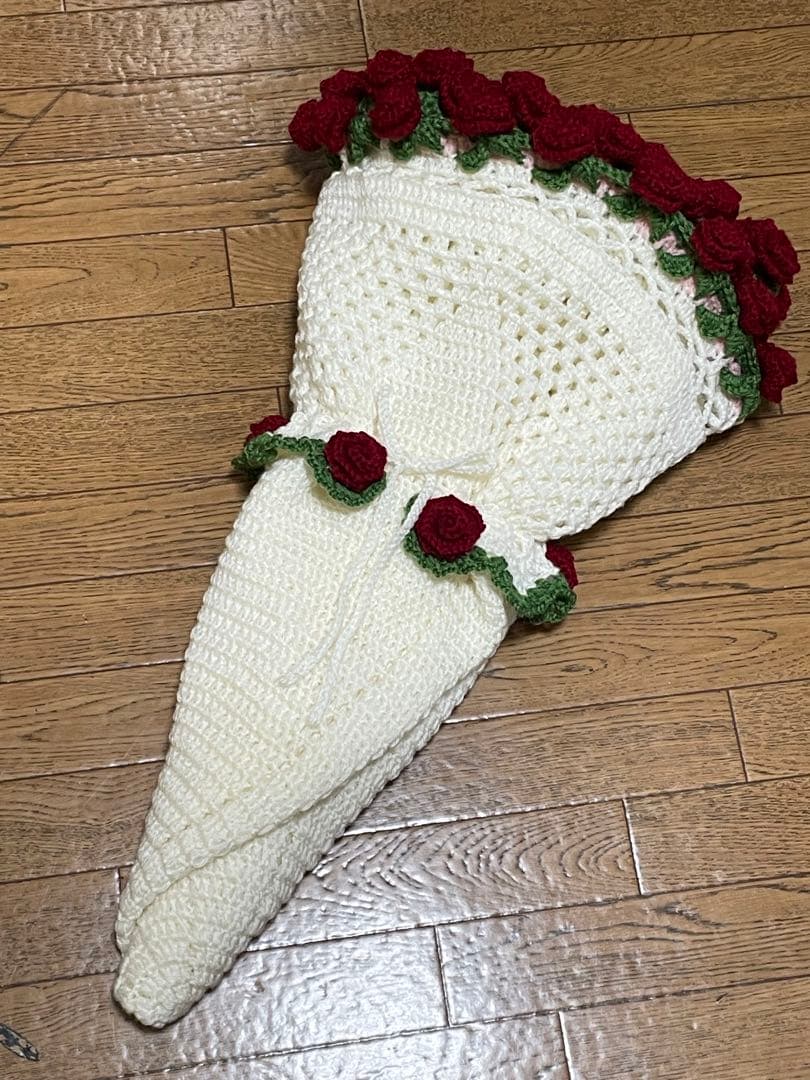 ハンドメイド　花束ブランケット　ブーケブランケット　かぎ針編み　大判サイズ