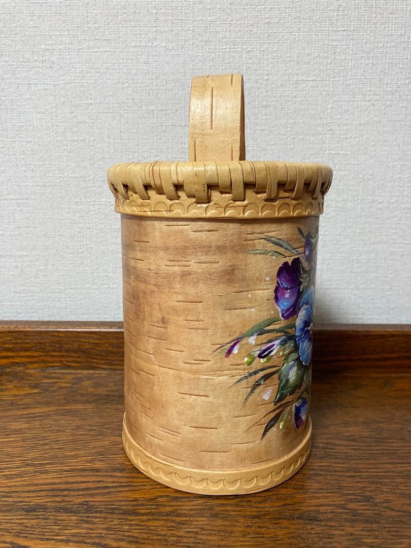 ロシア雑貨☆白樺工芸べレスタ パンジー収納boxマトリョーシカ