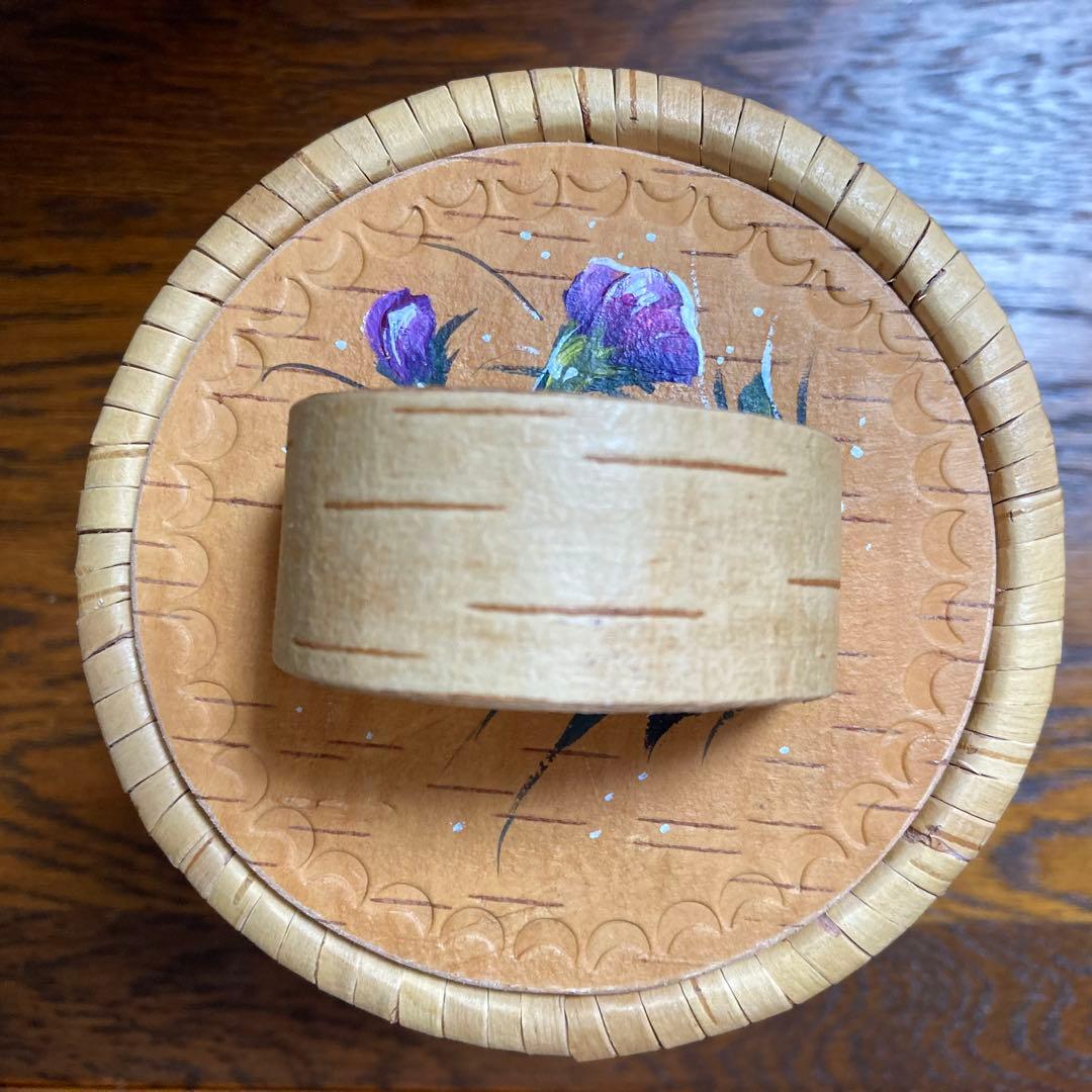 ロシア雑貨☆白樺工芸べレスタ パンジー収納boxマトリョーシカ