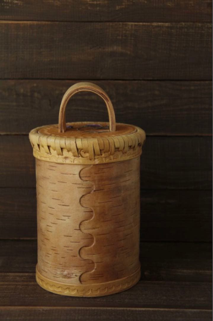 ロシア雑貨☆白樺工芸べレスタ パンジー収納boxマトリョーシカ