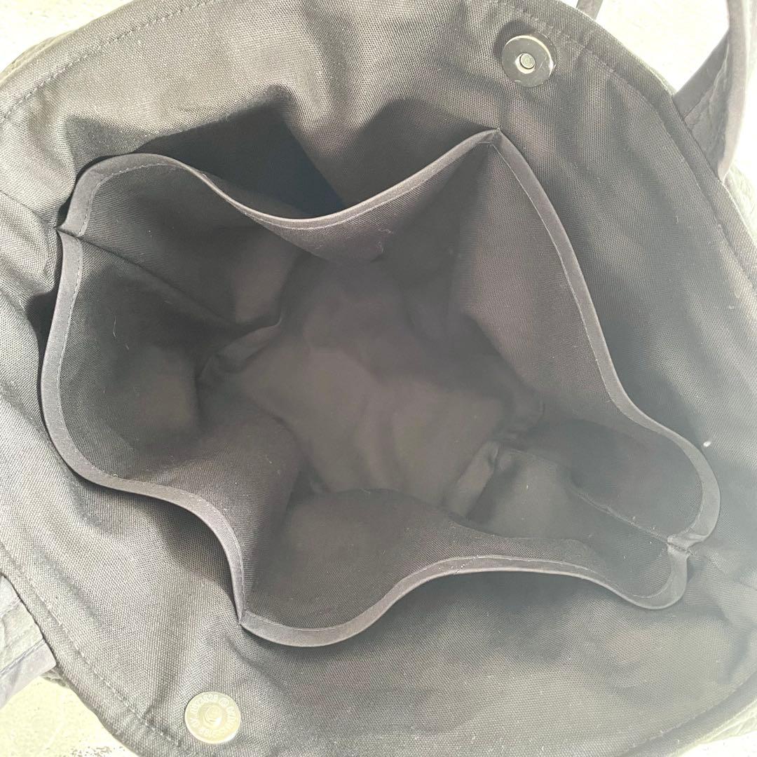 フリル付き丸底マルシェバッグ　ヌビバッグ　ブラック　ハンドメイド