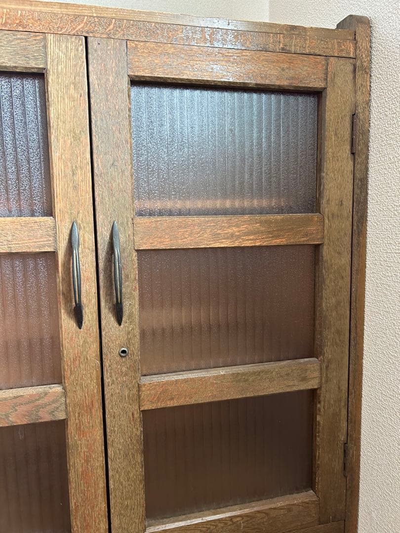 【期限あり】アンティークヴィンテージ⁑木製ガラス扉本箱キャビネット