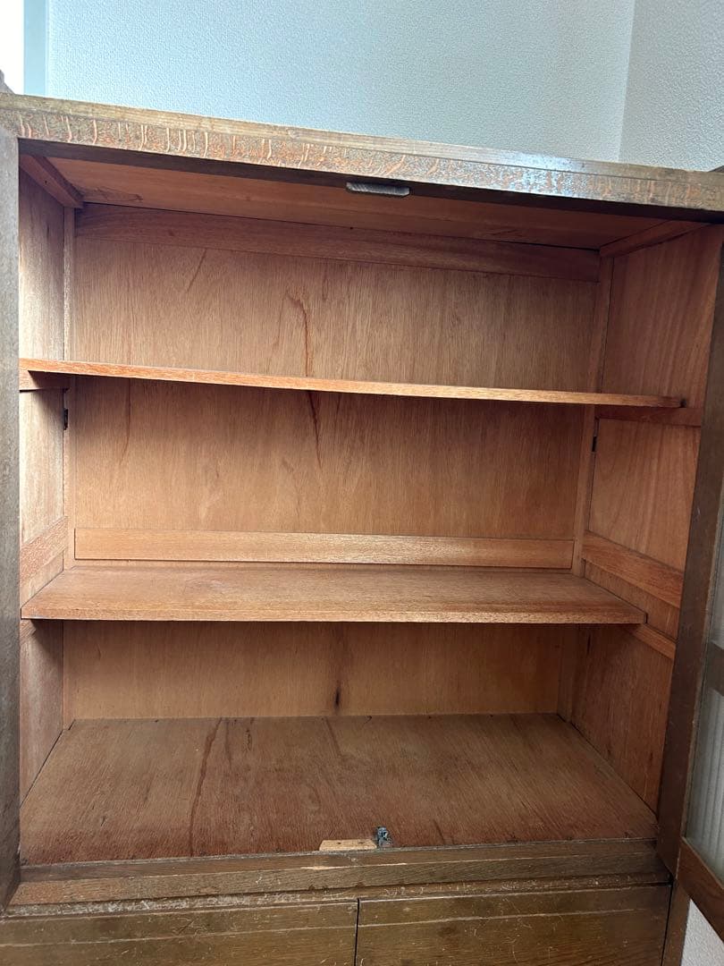 【期限あり】アンティークヴィンテージ⁑木製ガラス扉本箱キャビネット