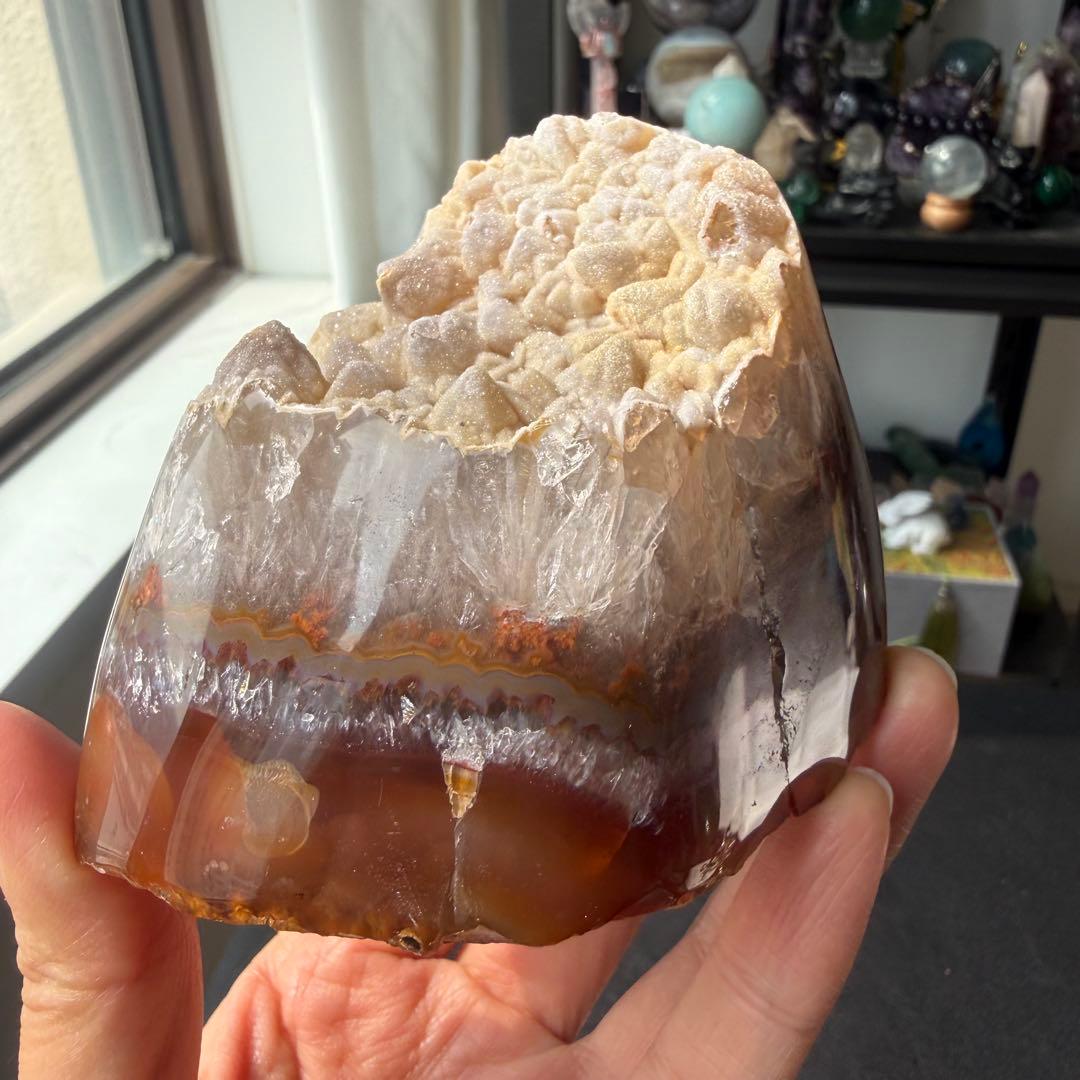 天然石シュガー瑪瑙の原石　置物　鉱物NO.022813