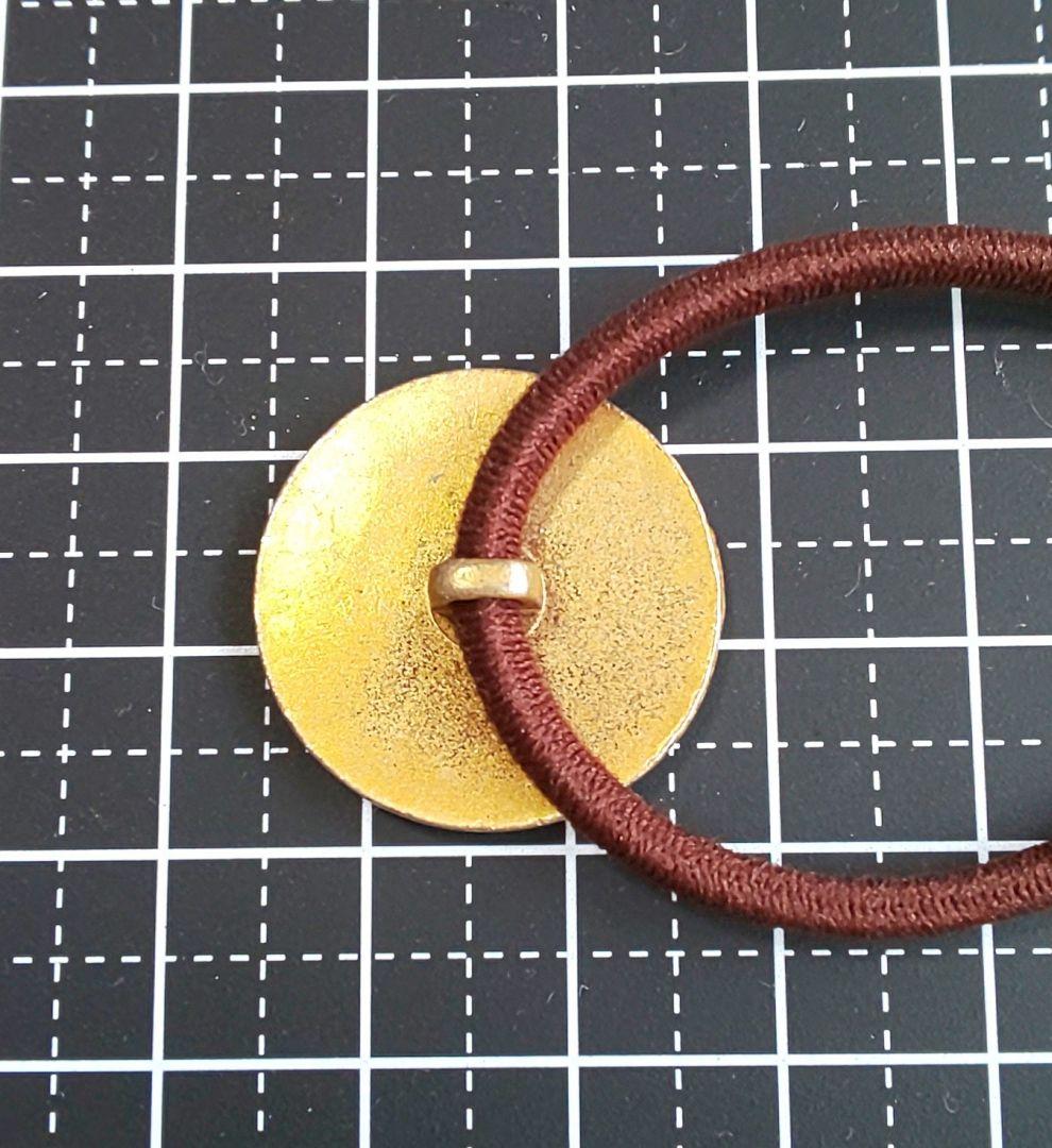 HM　ヘアゴム　ブラウン　ゴールド　金色　十字　クロスモチーフ