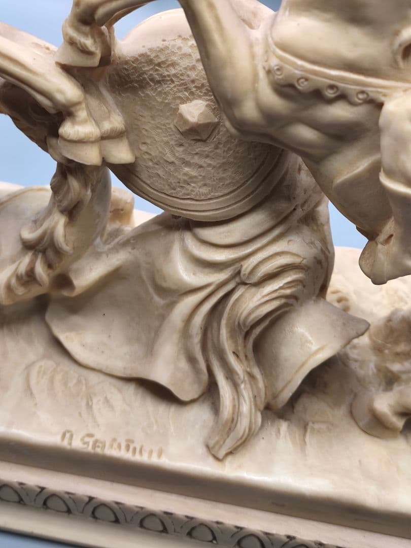 A. Santini 騎馬戦士像 合成大理石風 彫像 置物