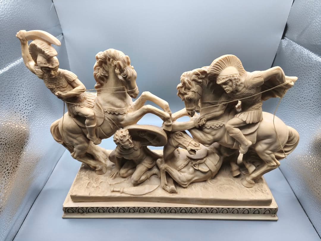 A. Santini 騎馬戦士像 合成大理石風 彫像 置物