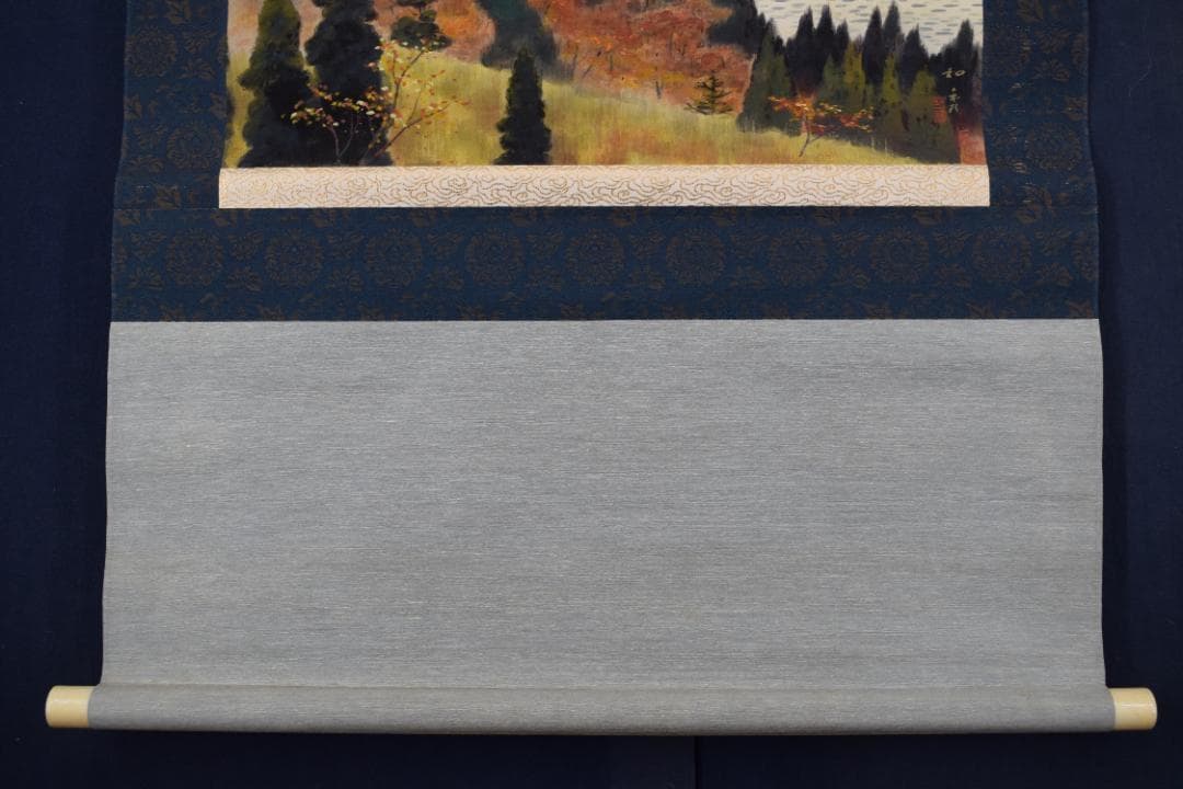 和秀/富士山秋景図/霊峰秋色/横物/掛軸☆宝船☆Z-425