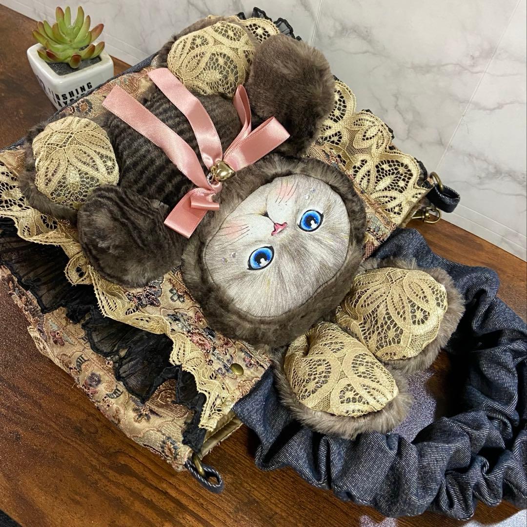 コヤンイサムチョン 【インド刺繍×デニム バッグ】フリルバッグ ハンドメイド