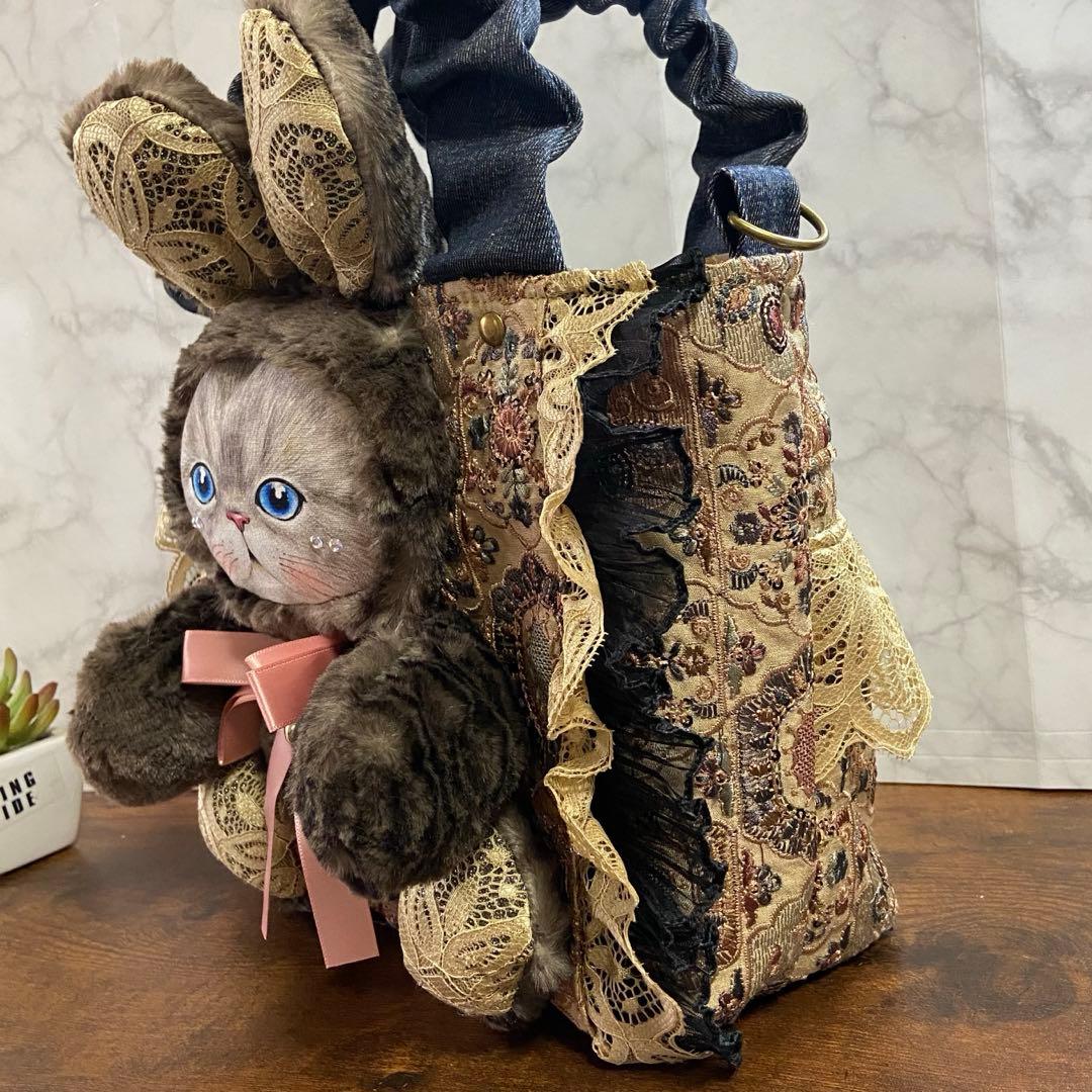 コヤンイサムチョン 【インド刺繍×デニム バッグ】フリルバッグ ハンドメイド