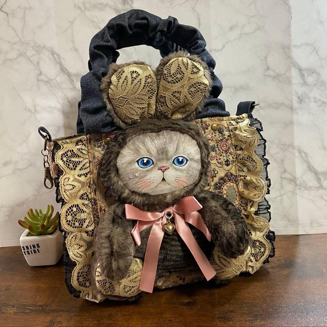 コヤンイサムチョン 【インド刺繍×デニム バッグ】フリルバッグ ハンドメイド