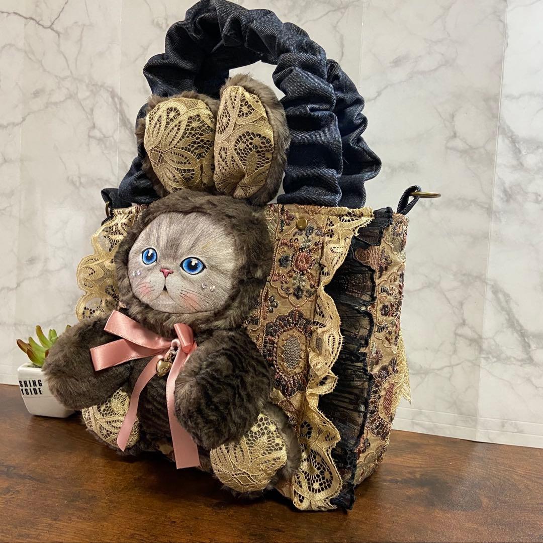 コヤンイサムチョン 【インド刺繍×デニム バッグ】フリルバッグ ハンドメイド