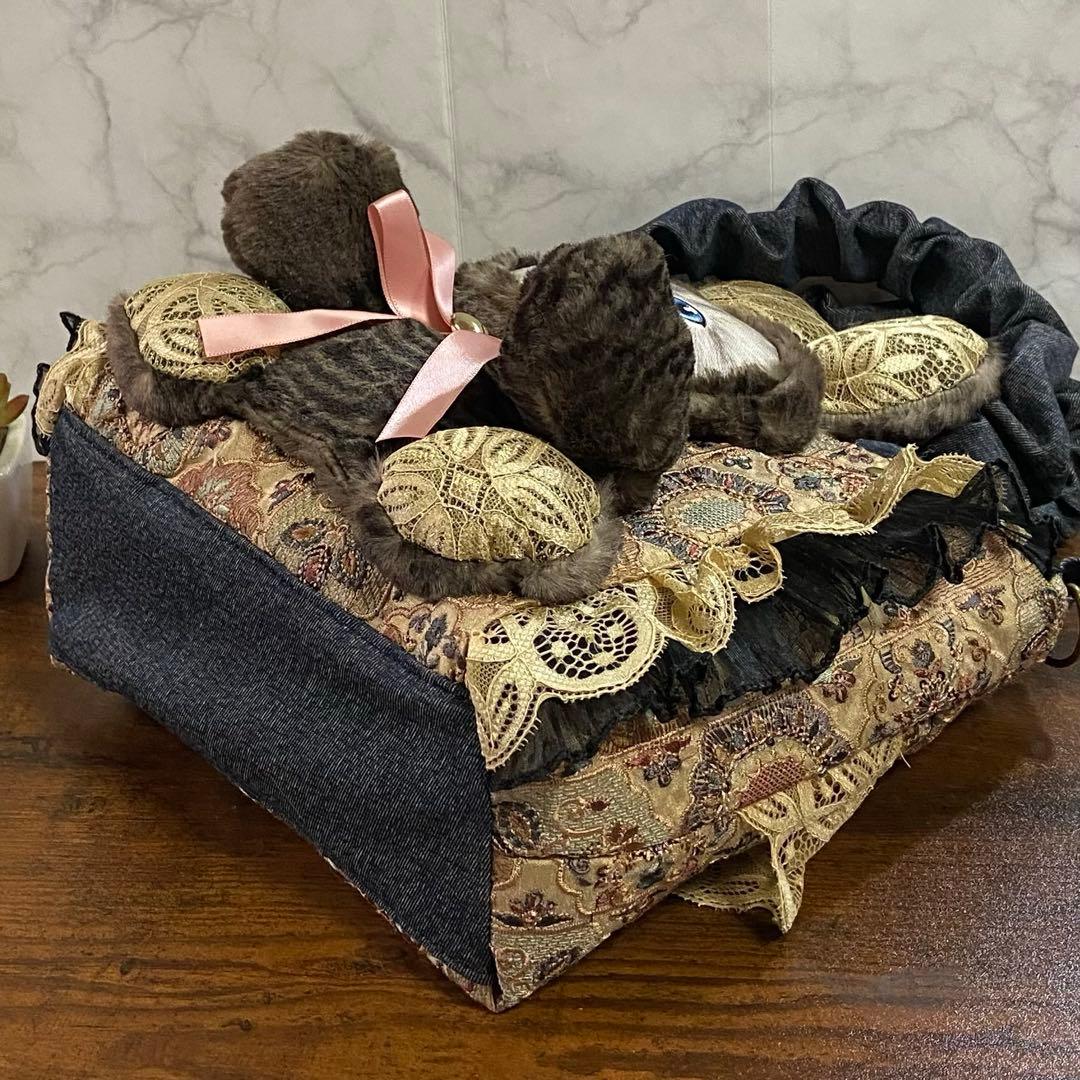 コヤンイサムチョン 【インド刺繍×デニム バッグ】フリルバッグ ハンドメイド