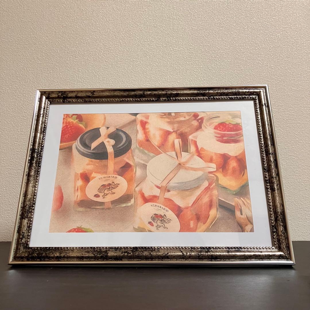 スイーツアート7 パステル画　額縁寸法32.7㎝×24.0㎝×1.5㎝