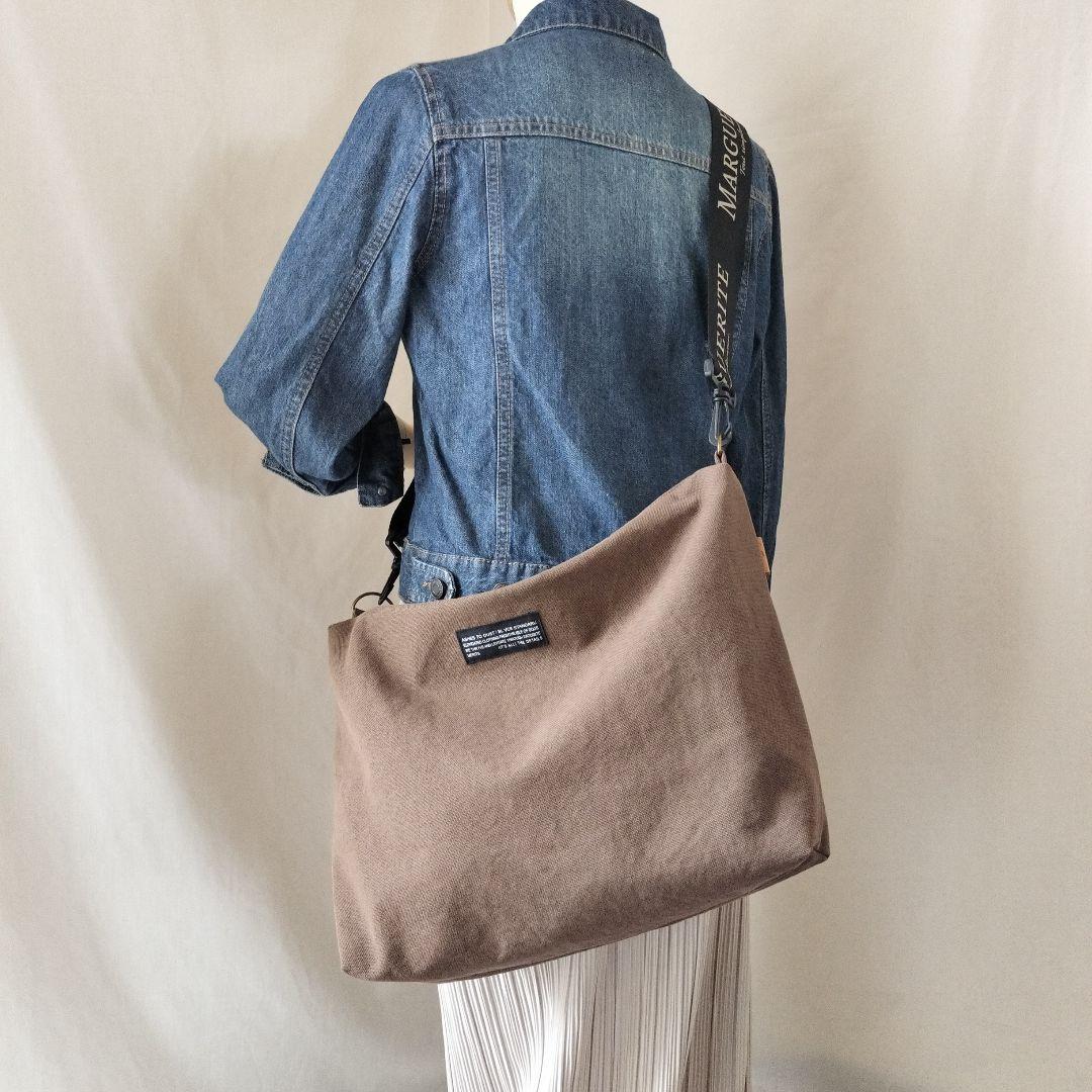 大きめショルダーバッグ　８号帆布ウ\"ィンテージ　チョコ　ハンドメイド