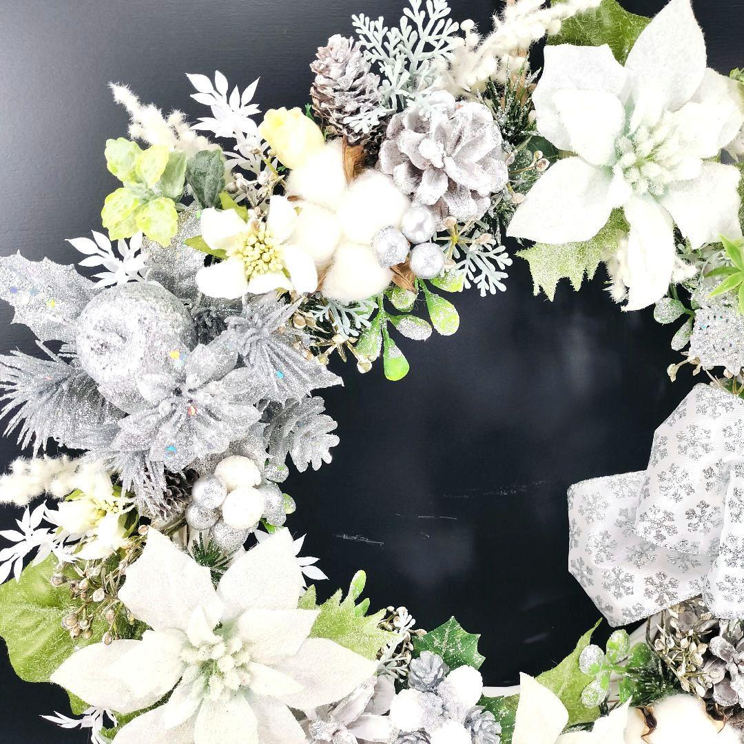 商品名【聖白】ゆきこ❤ポインセチアのクリスマスリース✳ 冬リース