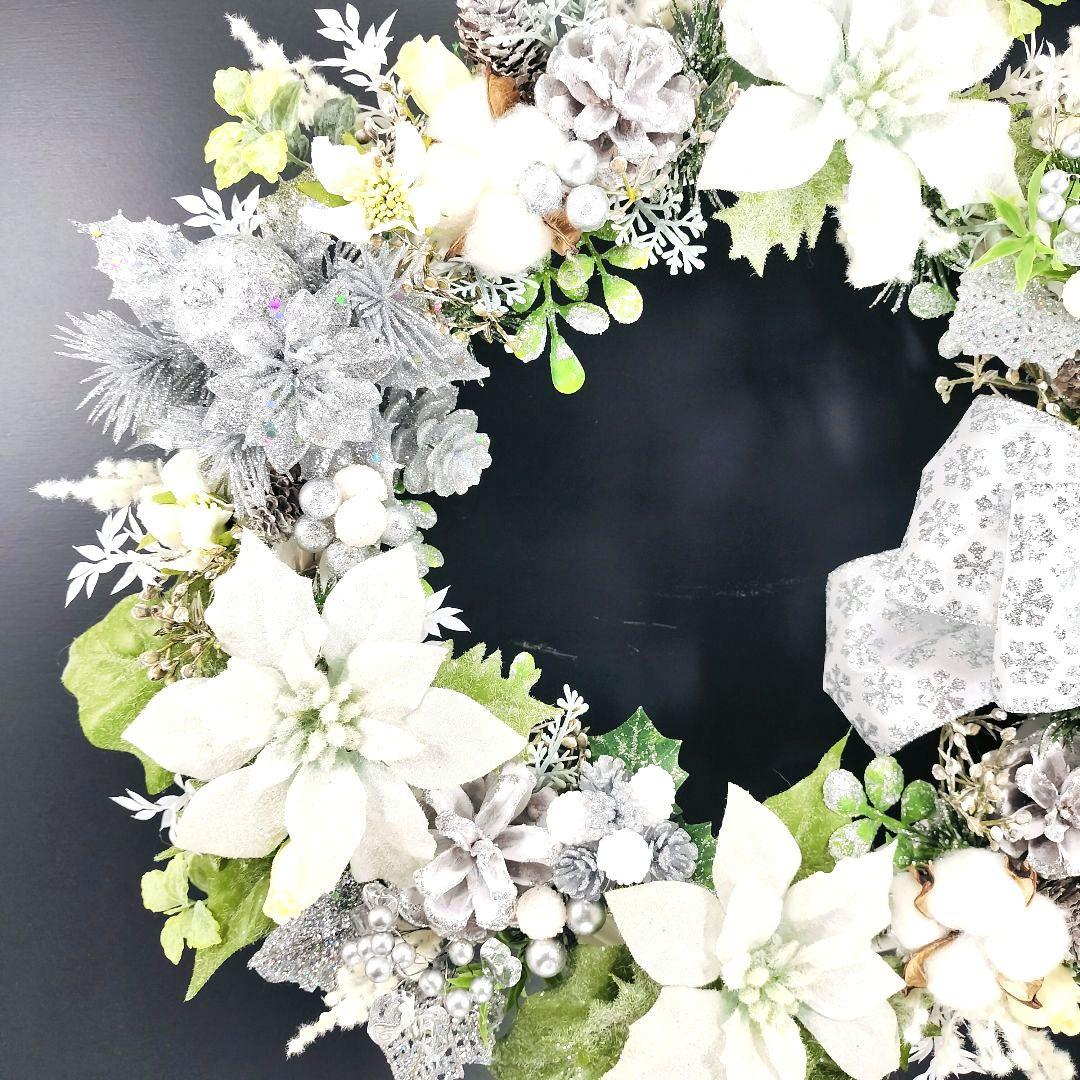 商品名【聖白】ゆきこ❤ポインセチアのクリスマスリース✳ 冬リース