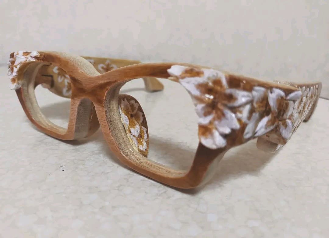 竹製鑑賞用眼鏡【 桜花 】 ハンドメイド　限定品