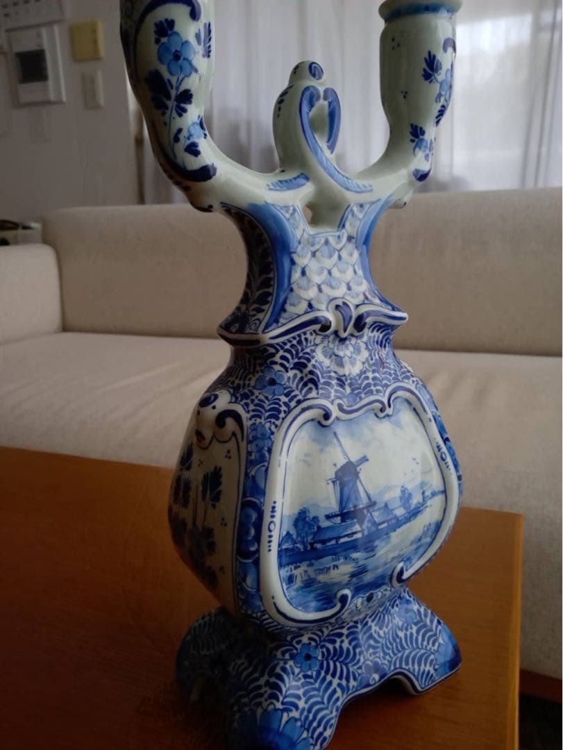 ロイヤルデルフト 阿蘭陀　ロウソク立て　燈台　美術品　キャンドルホルダー