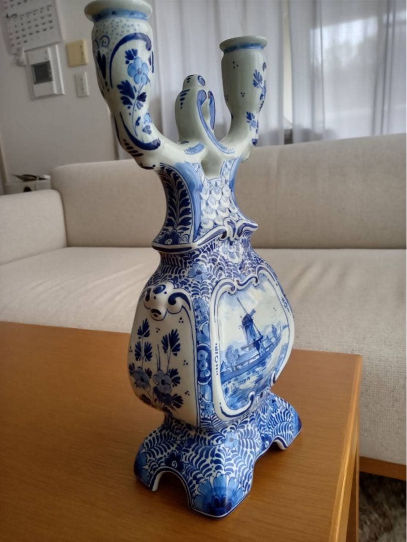 ロイヤルデルフト 阿蘭陀　ロウソク立て　燈台　美術品　キャンドルホルダー