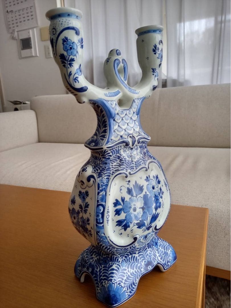 ロイヤルデルフト 阿蘭陀　ロウソク立て　燈台　美術品　キャンドルホルダー