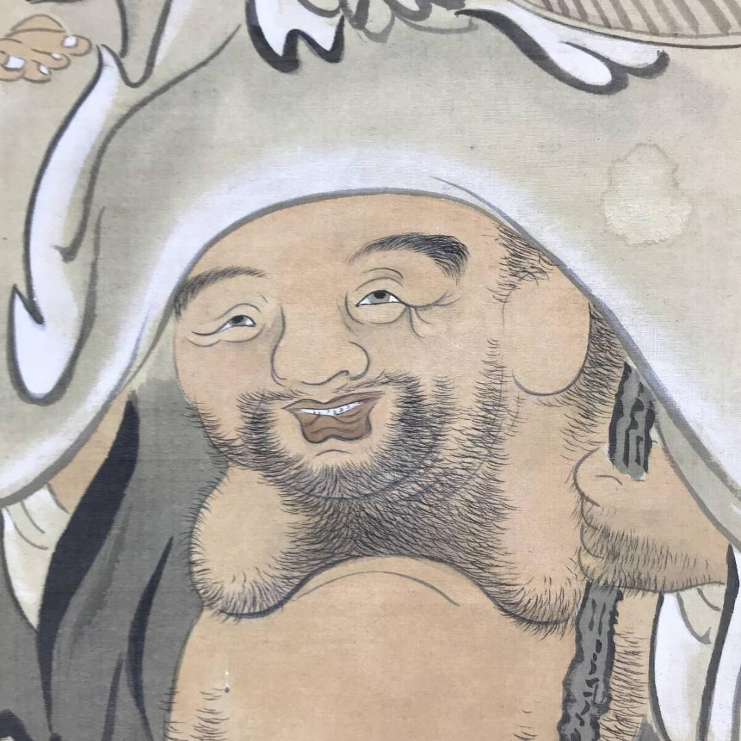 真作/大璋/川渡布袋図/掛軸/名家伝来/AK-240