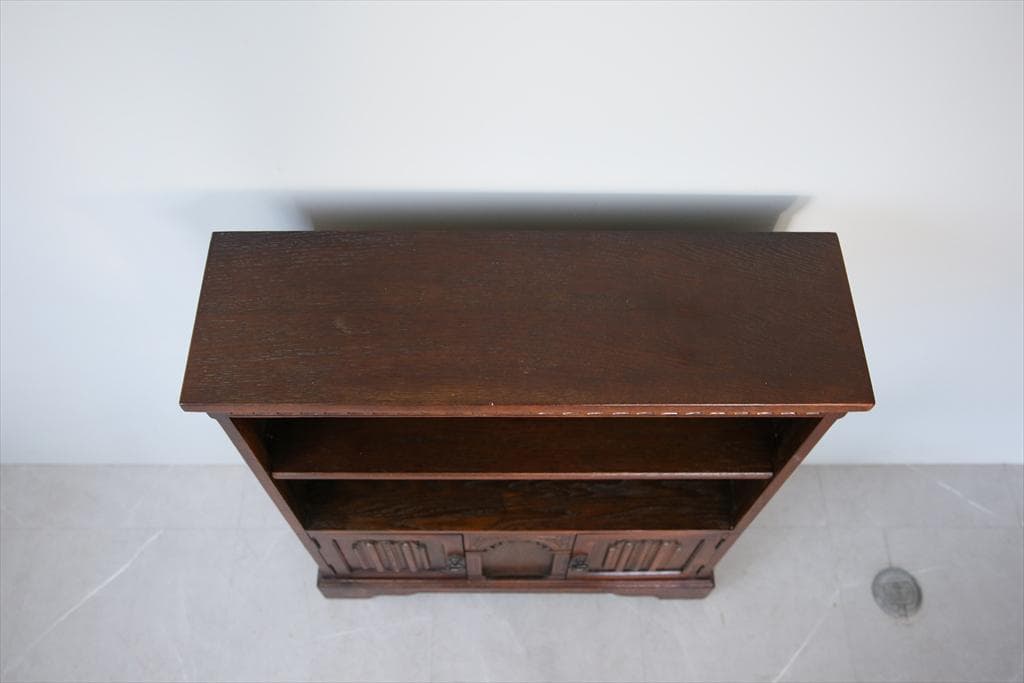 英国アンティーク木製ブックシェルフ/本棚/食器棚/飾り棚/収納ラック(92-72