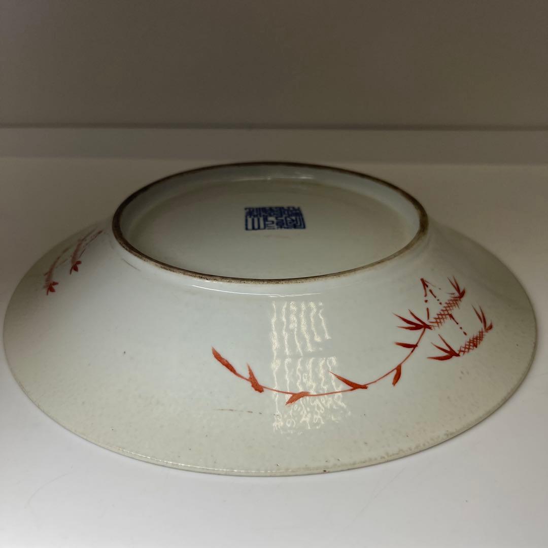 中国清時代　粉彩花蝶図大皿　直径約26.5㎝　東Y8-0331☆2Fタルサオ