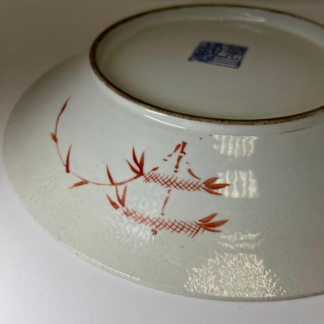 中国清時代　粉彩花蝶図大皿　直径約26.5㎝　東Y8-0331☆2Fタルサオ