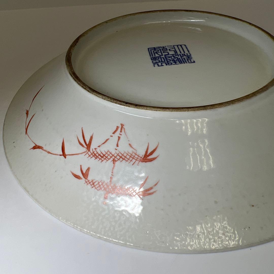 中国清時代　粉彩花蝶図大皿　直径約26.5㎝　東Y8-0331☆2Fタルサオ